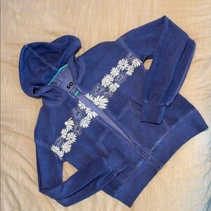 💜3/$12💜 SO Blue and White Floral Embroidered Hoodie Jacket